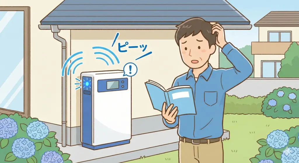 蓄電池を設置して警告音・通知音が気になる様子