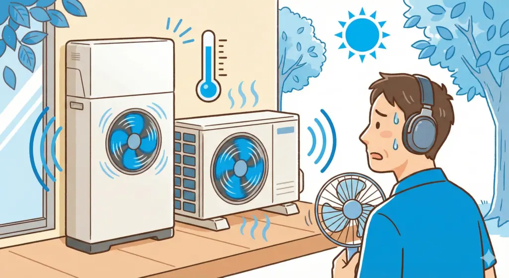 蓄電池を設置して冷却ファンの作動音が気になる様子