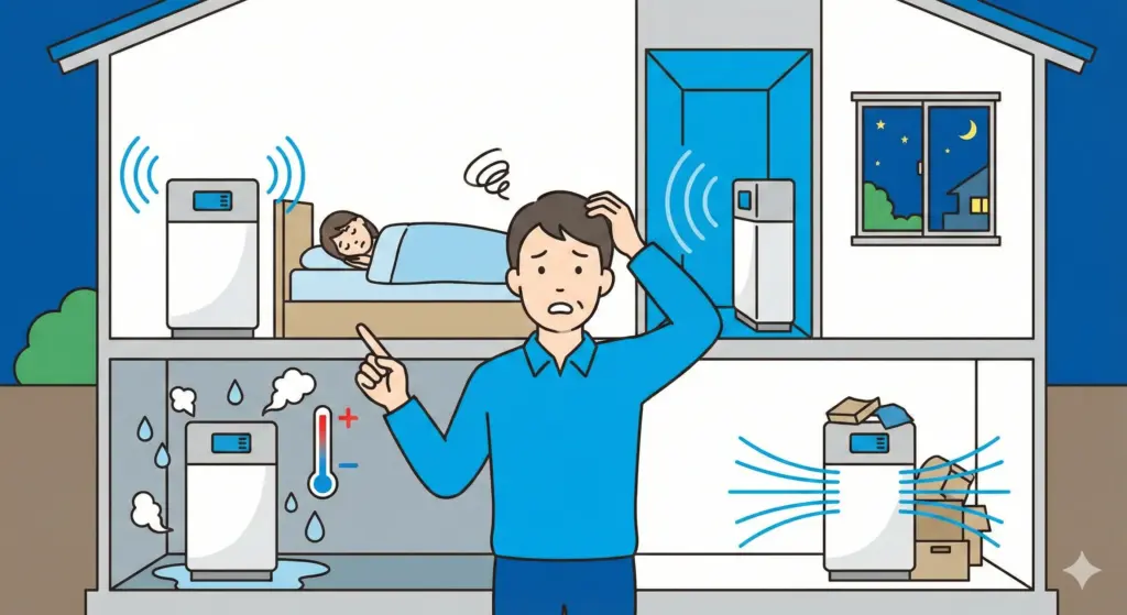 騒音・故障トラブルが起きやすい設置環境