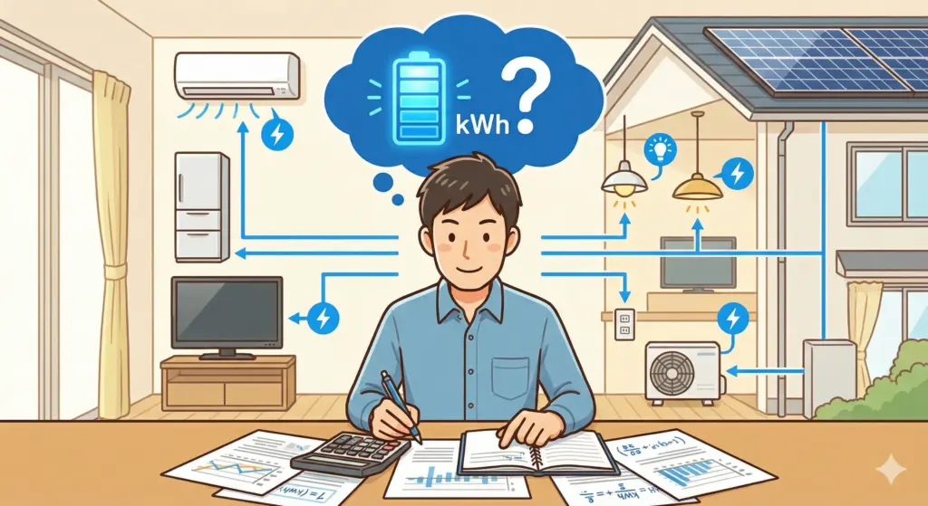 家庭用蓄電池の容量の決め方｜必要kWhの計算方法