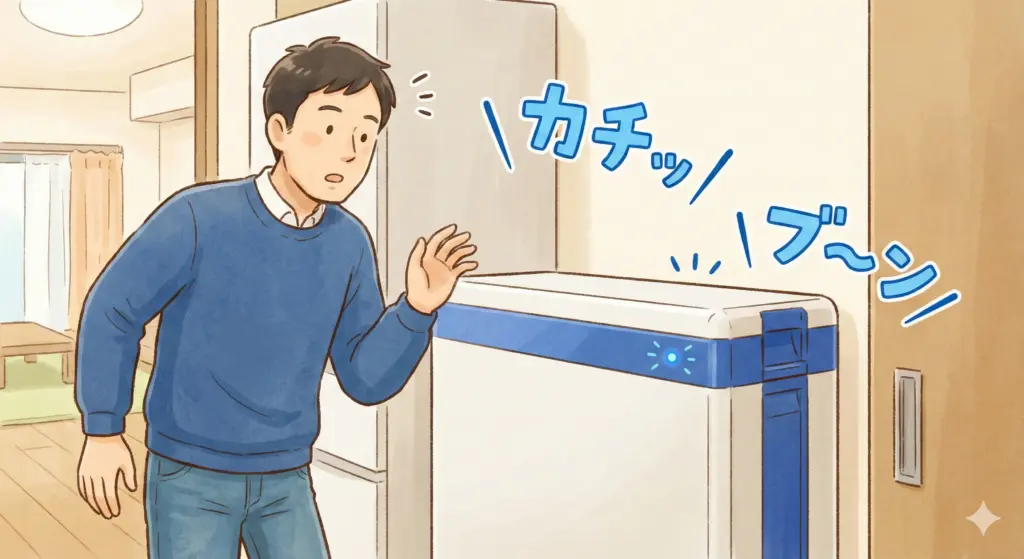 蓄電池を設置して制御・切り替え時の動作音が気になる様子